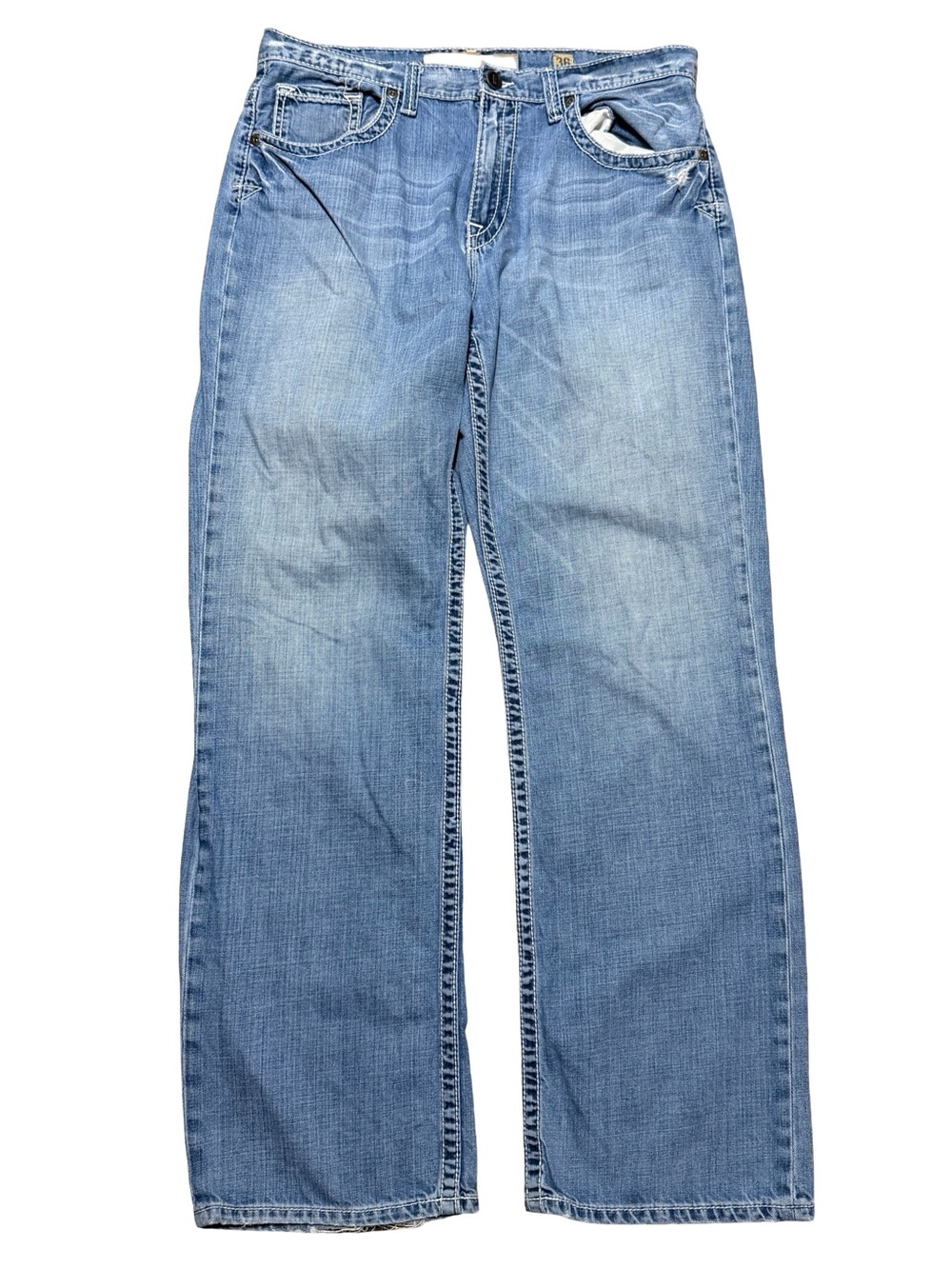 Mens Y2K BKE By Buckle Seth Light Wash Bootcut Blue Jeans Size 36x34